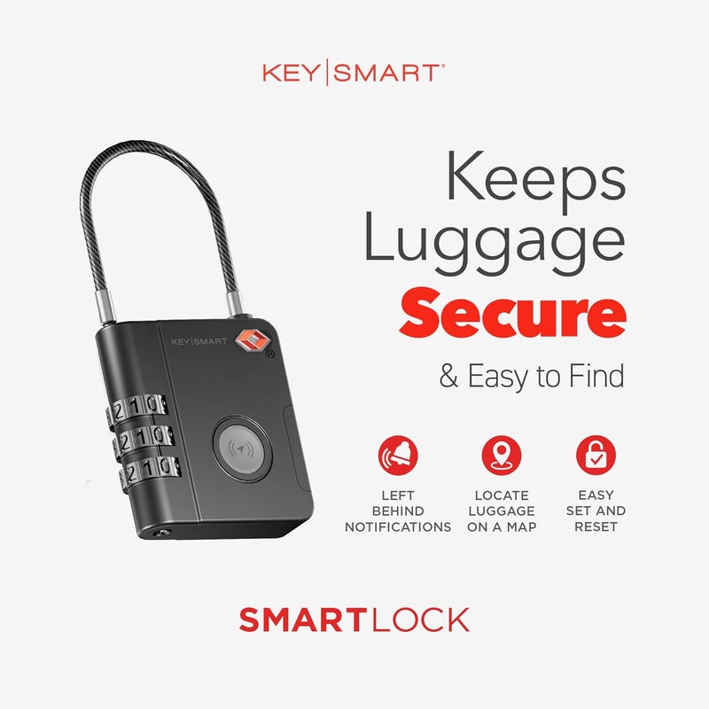 KeySmart SmartLock Tracking Luggage Locks, TSA Locks for Luggage, GPS Tracker, Combination Lock Compatible with Apple Find My App, Best Travel Essentials, Replaceable Non-Rechargeable Battery (3 Pack) - Image 3